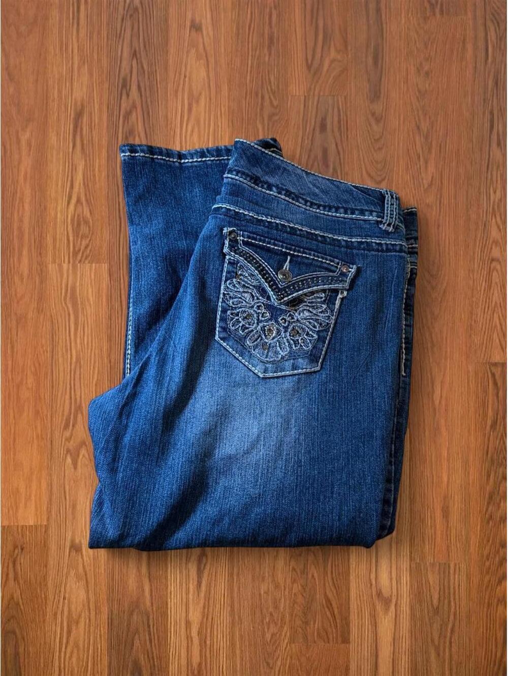 Nine West Date Night Fit Jeans Womens 16 Dark Wash Bootcut High Rise Stretch